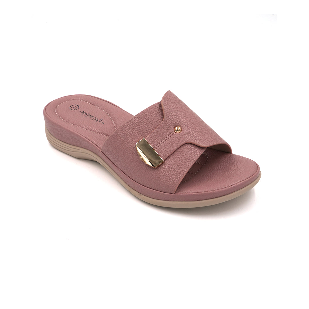 Blush Pink Slip-On Sandals with Gold Accent