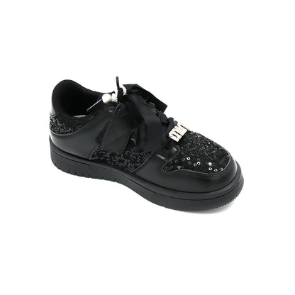Girl's Black Glitter Standard Fit Shoe