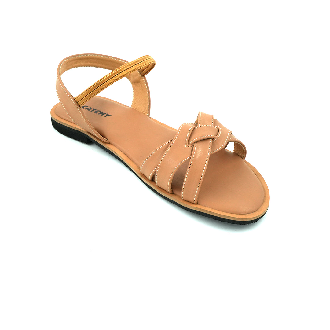 Catchy Women's Beige Back Belt Formal Flat Sandal