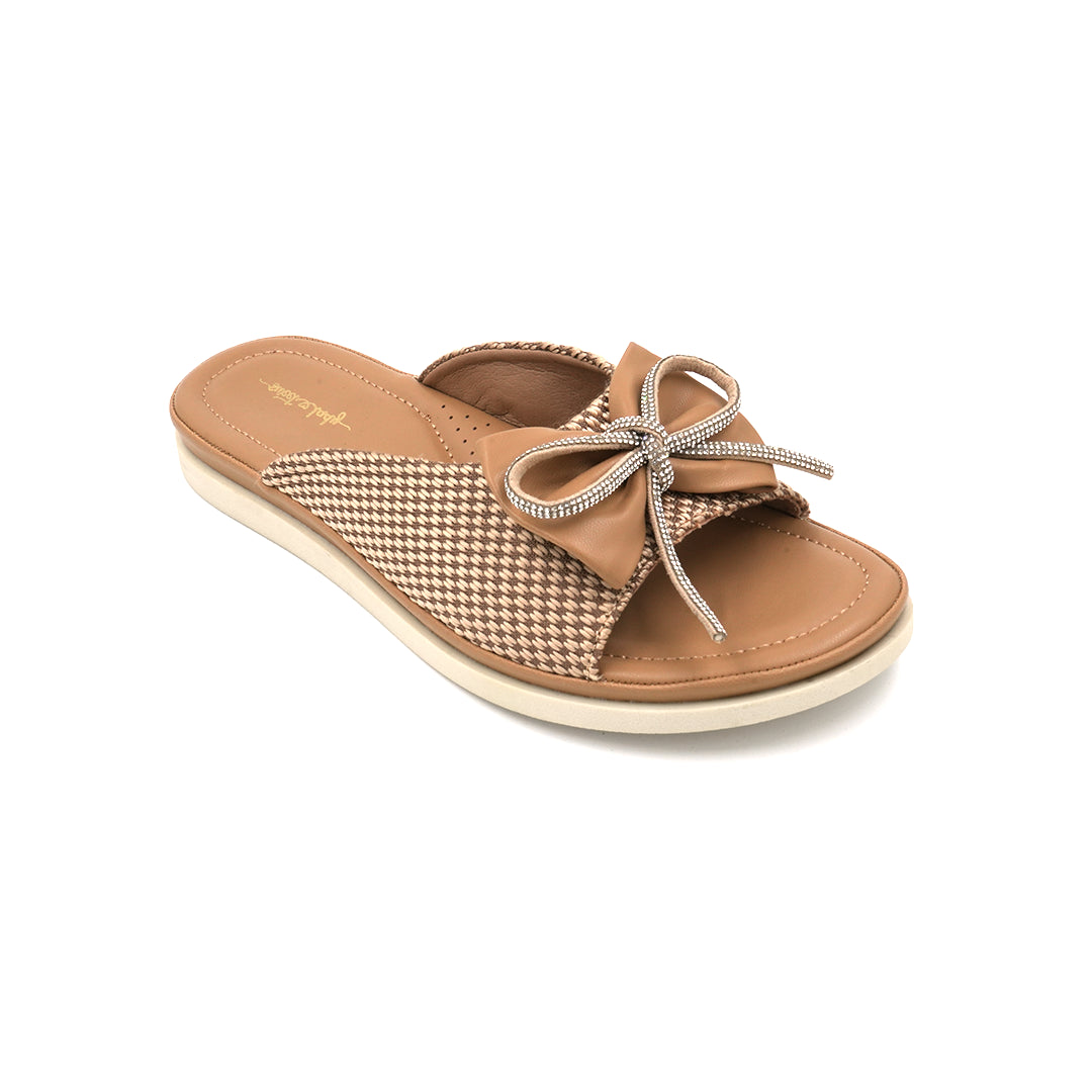 Textured Weave Comfort Slides with Bow