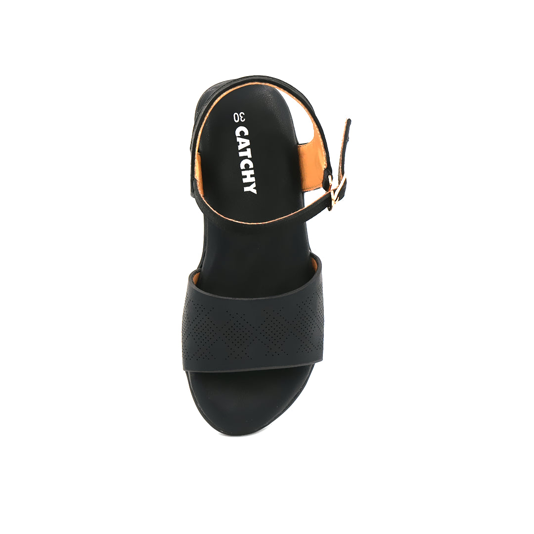 Catchy Girls' Stylish Black Buckle Sandal