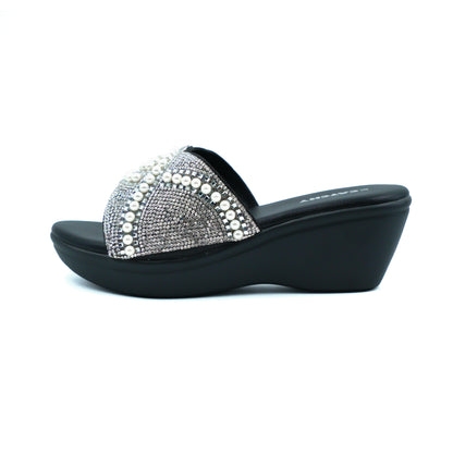 Mid Wedge Heel Diamante Platform Sandals
