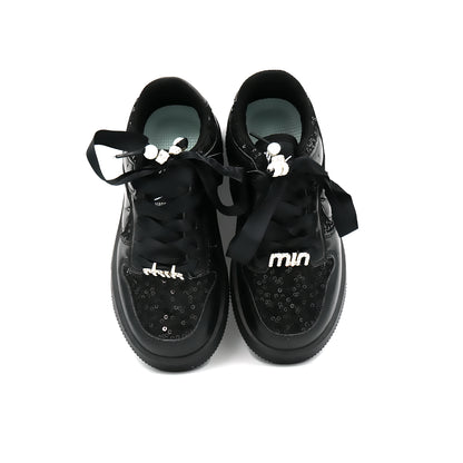 Girl's Black Glitter Standard Fit Shoe