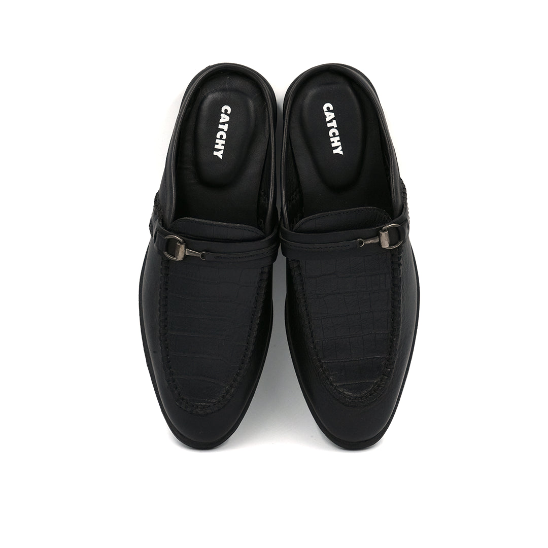 Crocodile Half Shoe Black