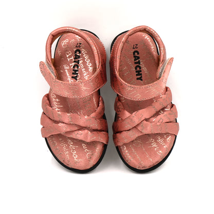 Catchy Girls' Silver Text Print Sandal