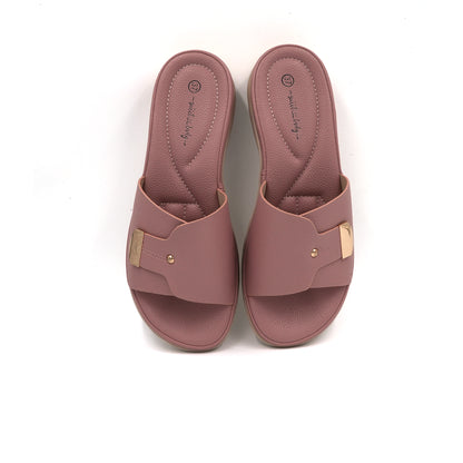 Blush Pink Slip-On Sandals with Gold Accent