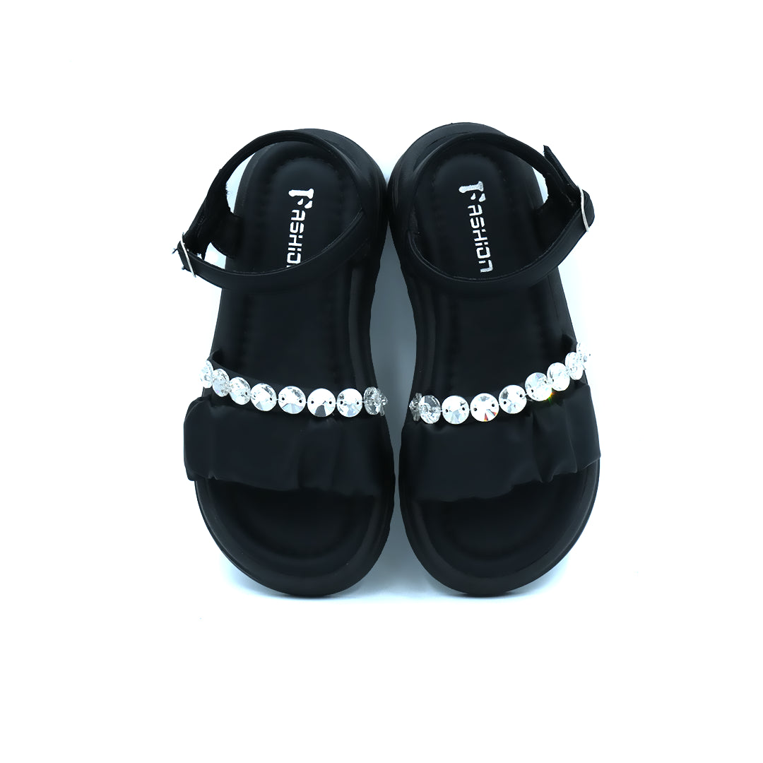 Catchy Girls' Black Chunky Platform Sandal