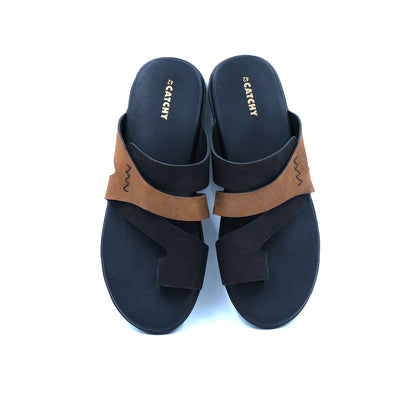 Catchy Men's Triple-Strap Two-Tone Casual Slide Sandal