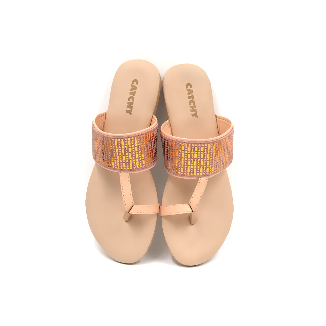 Catchy Girls' Nude Flat Slipper
