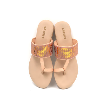 Catchy Girls' Nude Flat Slipper