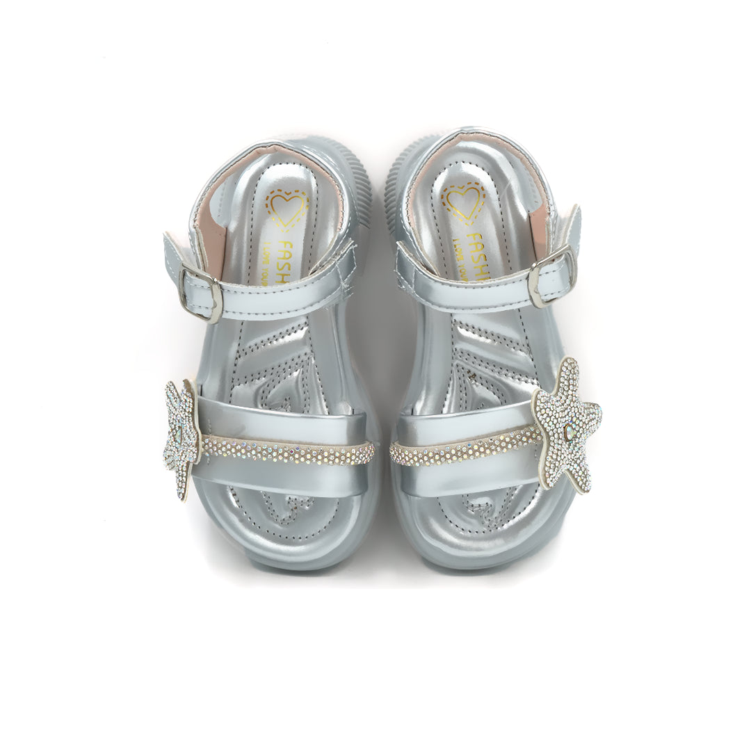 Catchy Girls' Silver Ankle-Strap Sandal