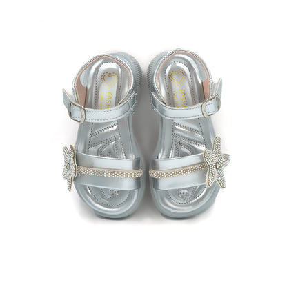 Catchy Girls' Silver Ankle-Strap Sandal