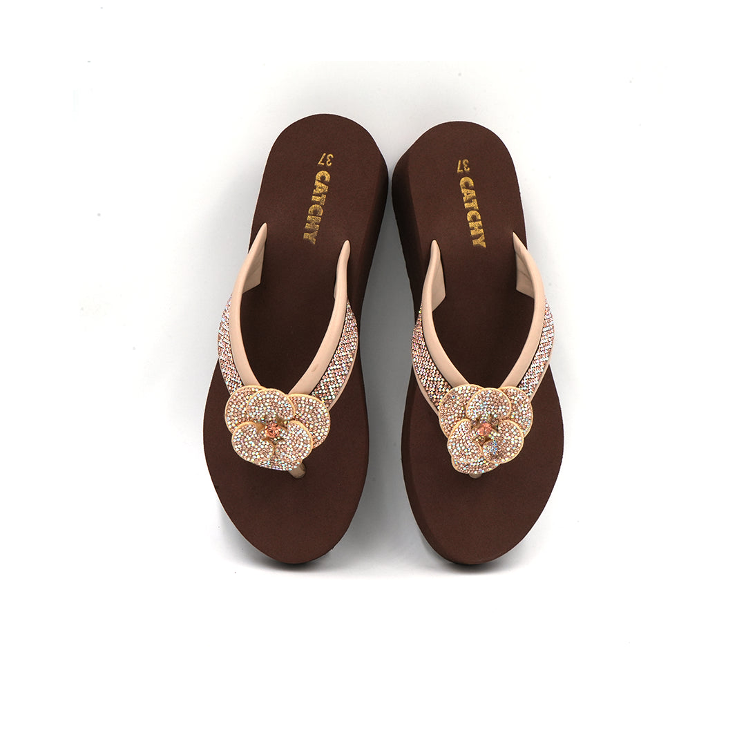 Catchy Floral Embellished Flip-Flops