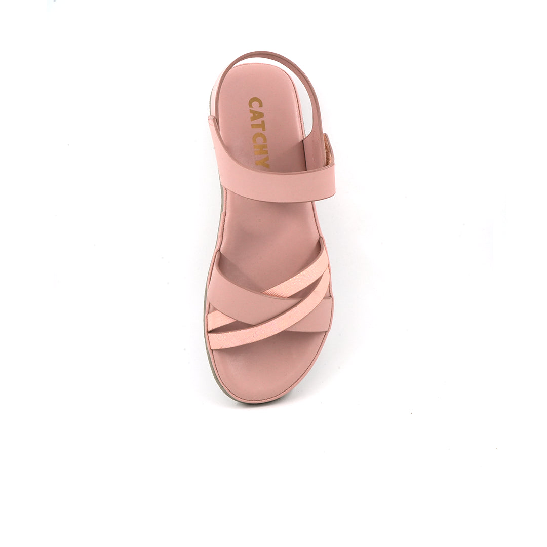 Catchy Women's Beige Back Belt Formal Flat Sandal