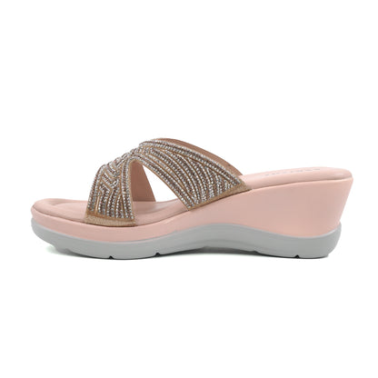 Rose Blush Wedge Slides