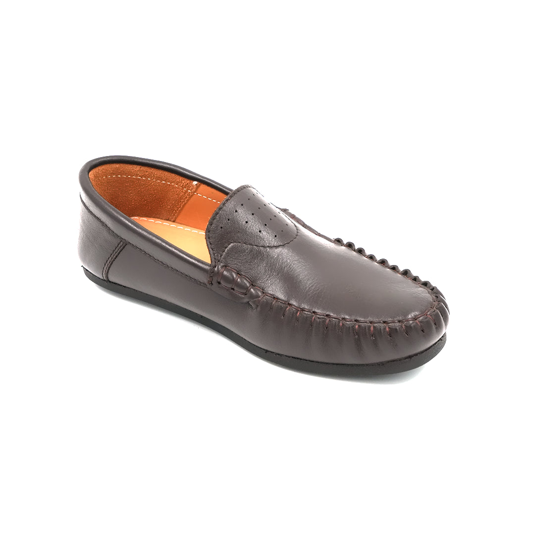 Catchy Boys' Chocolate Leather Driving Loafer