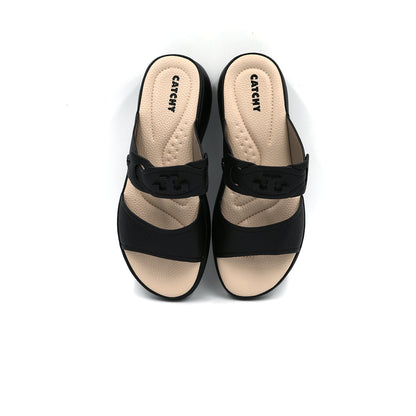 Catchy Textured Leatherette Wedge Sandal