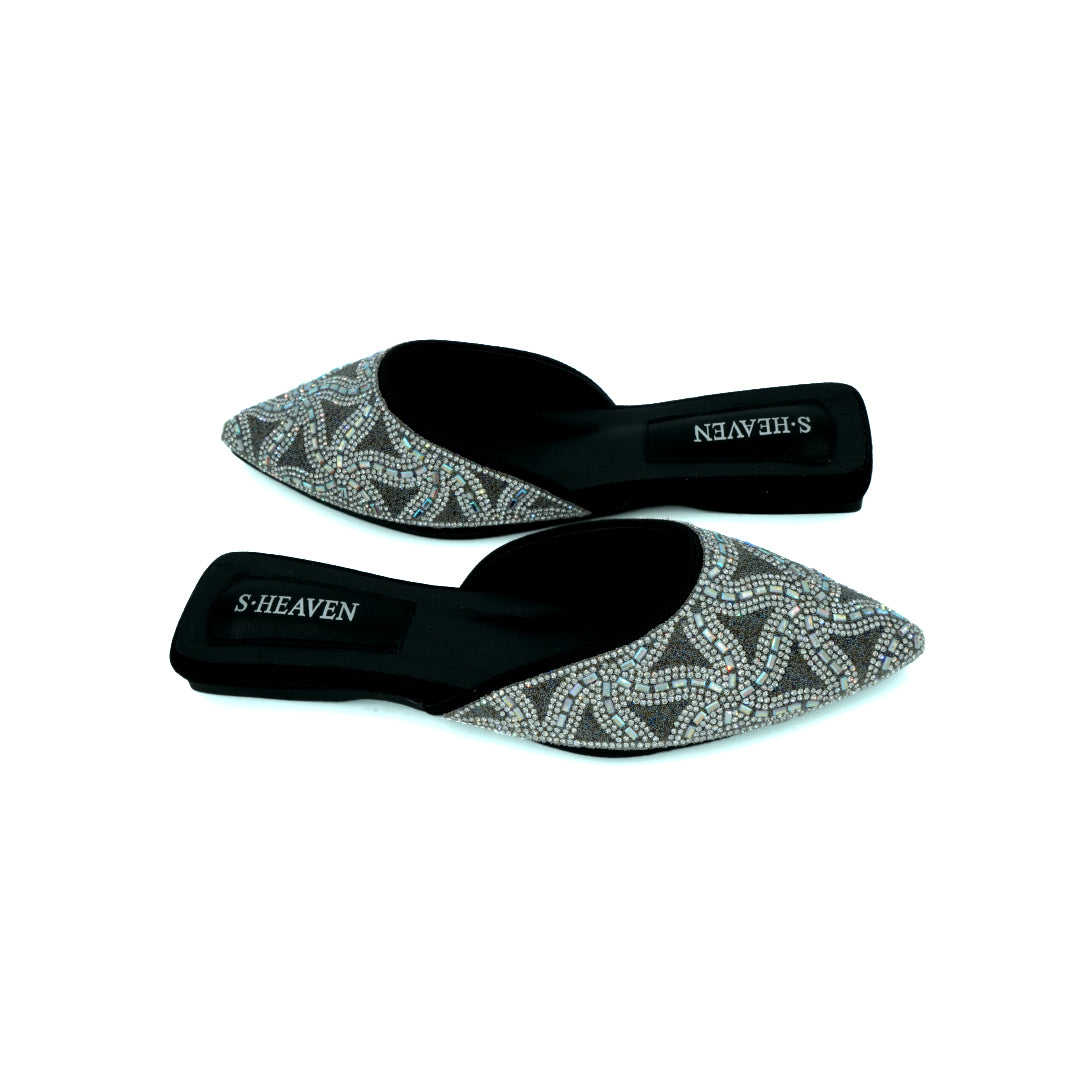 Women's Black Embroidered Nagra