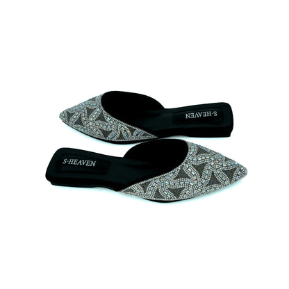 Women's Black Embroidered Nagra