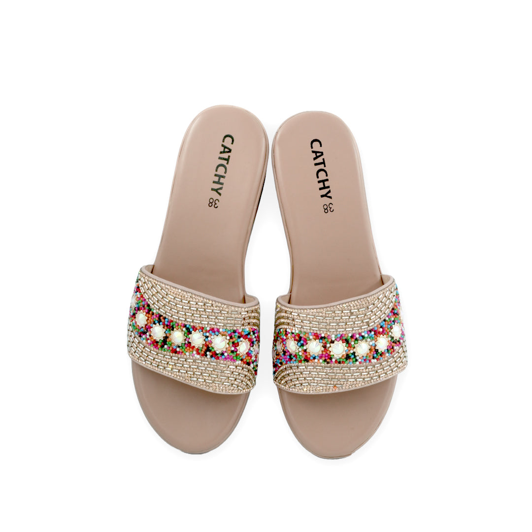 Catchy Pearl and Stone Wedge Heel for Women