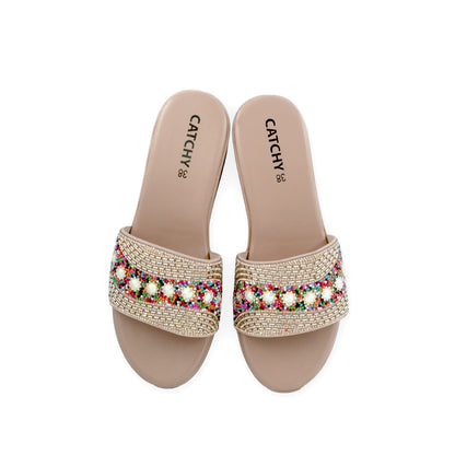 Catchy Pearl and Stone Wedge Heel for Women