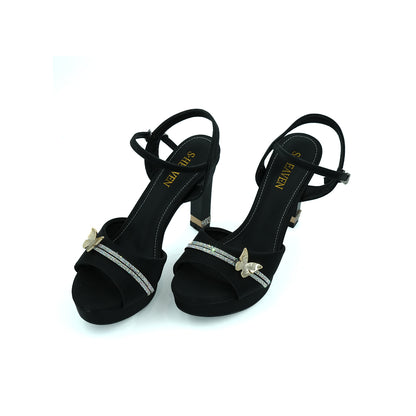 Catchy Women's Elegant Ankle Buckle Block High Heels