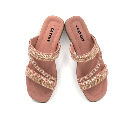 Catchy Women's Pink Double-Strap Flat Sandal