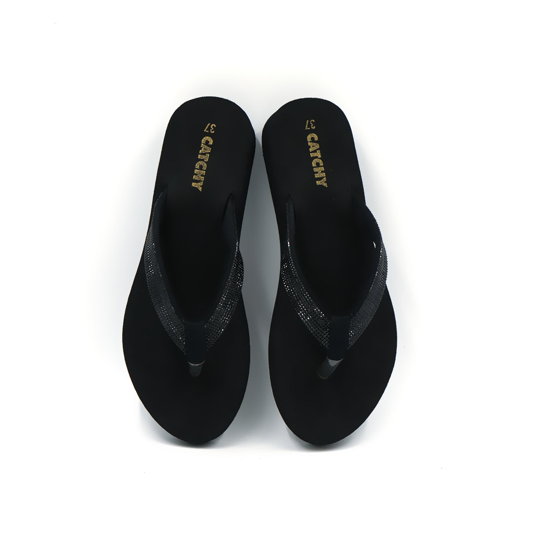 Catchy Black Wedge Flip-Flop for Women