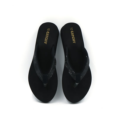 Catchy Black Wedge Flip-Flop for Women