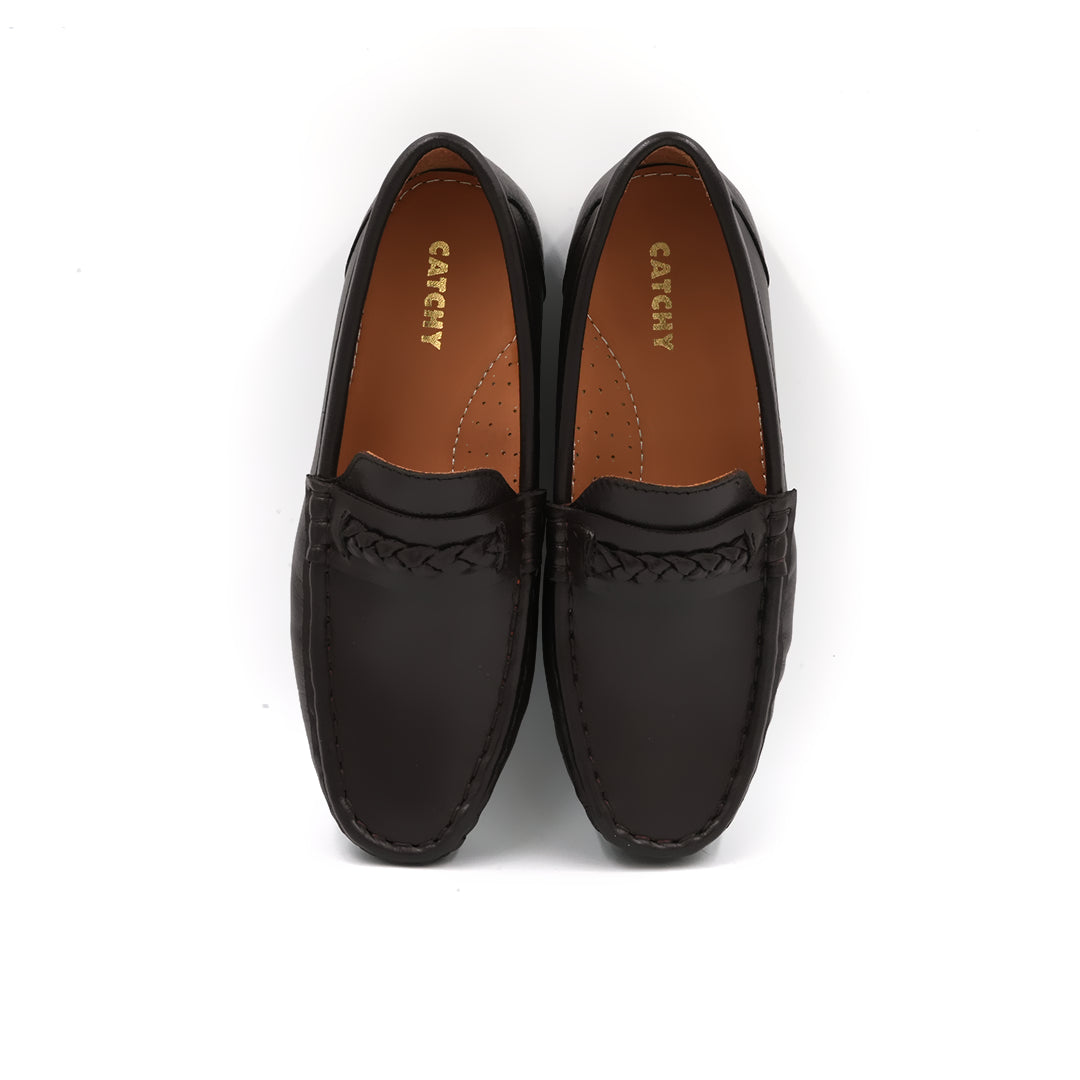 Catchy Boy's Black Leather Loafer
