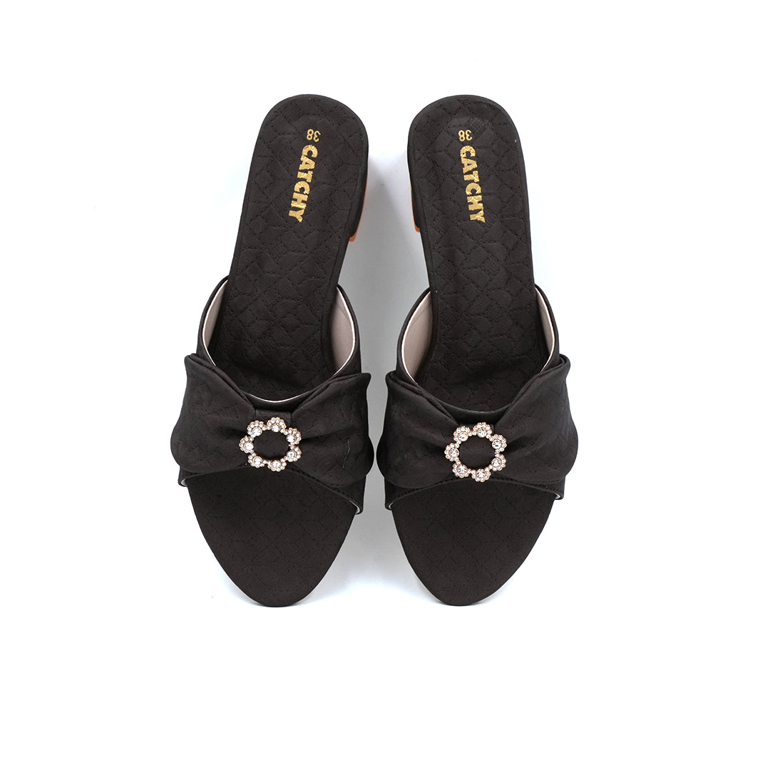Catchy Pearl Bow Block Heel Sandals