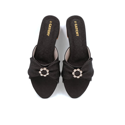 Catchy Pearl Bow Block Heel Sandals