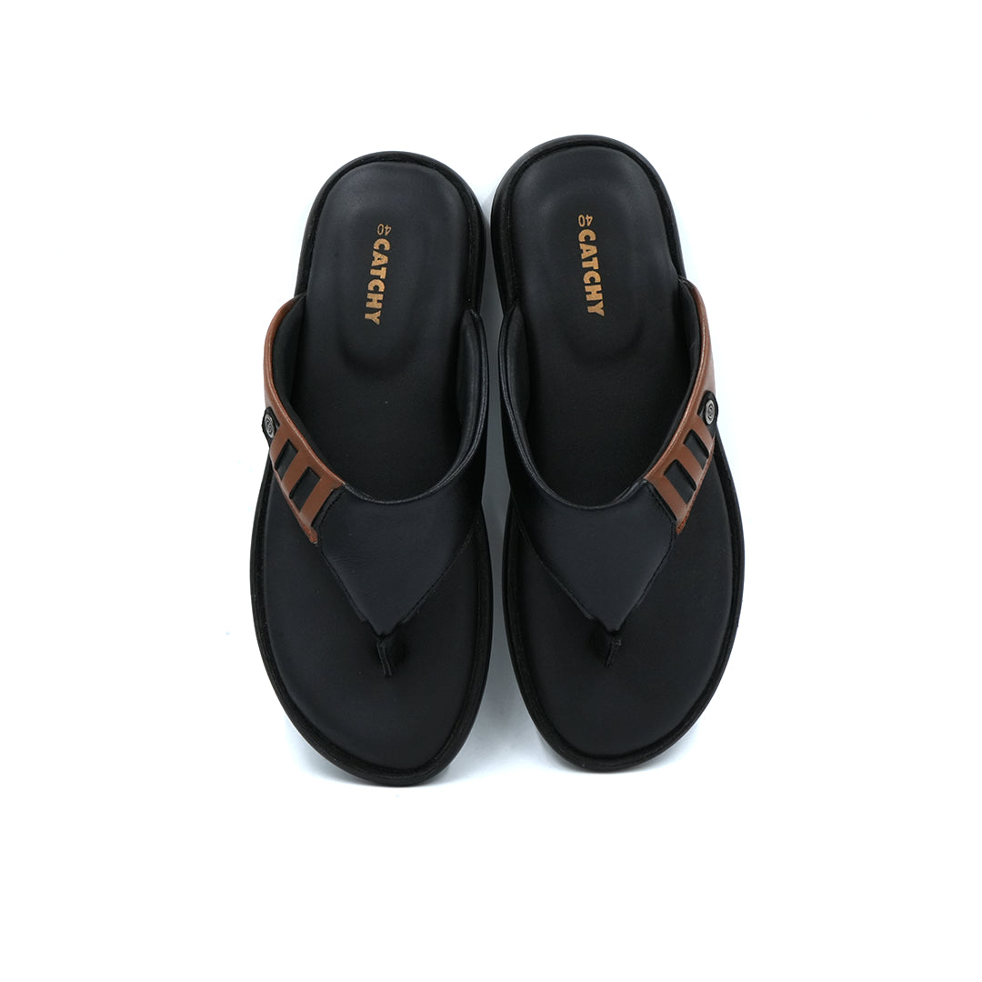 Catchy Men's Classic BlackThong Sandal