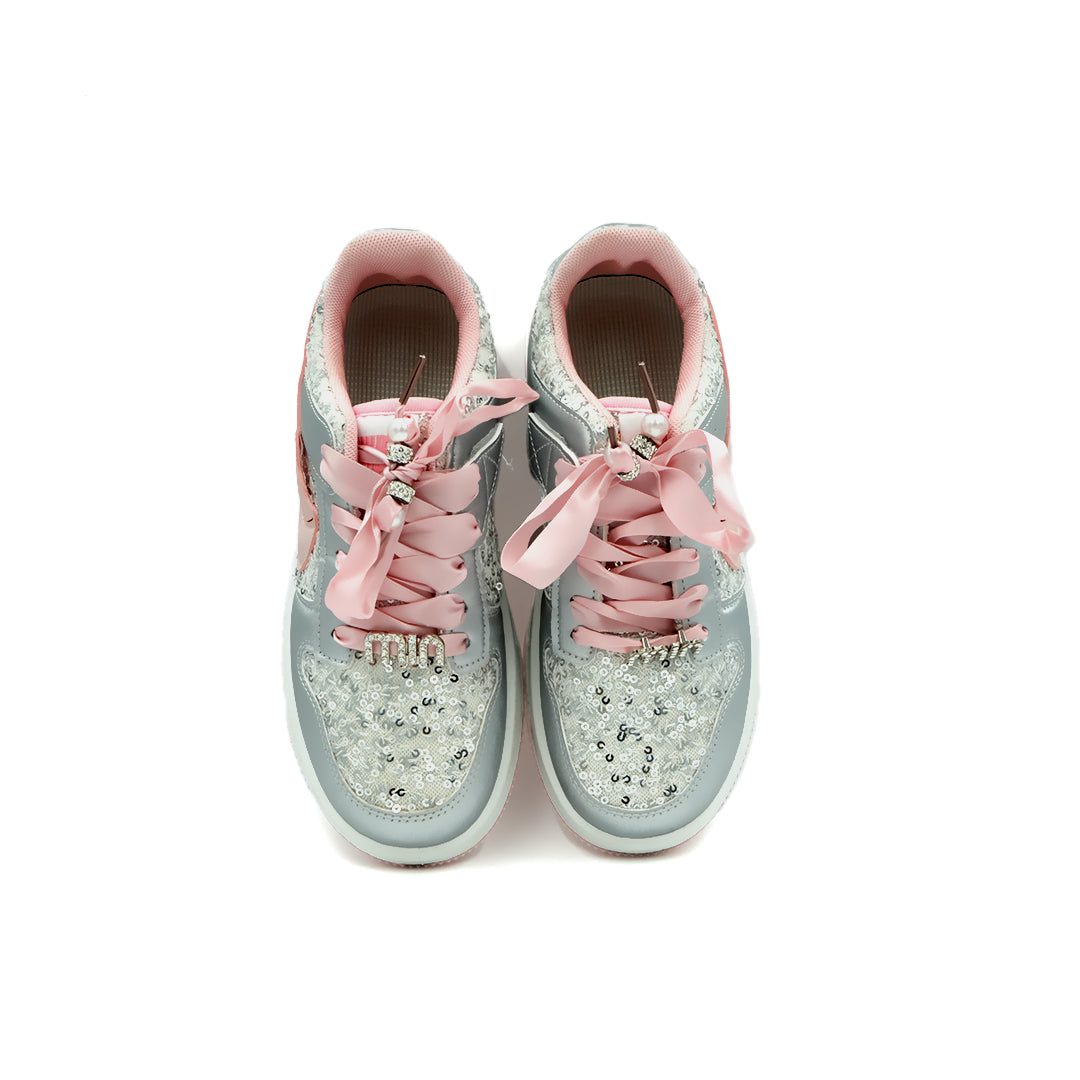 Girl's Silver Glitter Standard Fit Shoe