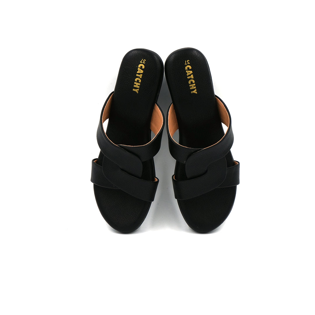 Trendy Cross-Band Wedge Slides