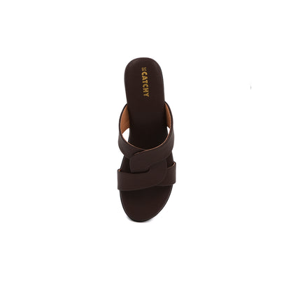 Trendy Cross-Band Wedge Slides