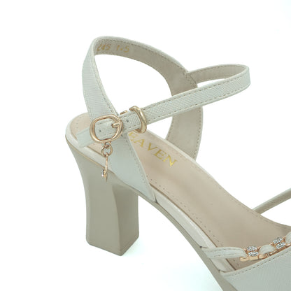 Catchy Women's Elegant Ankle Buckle Block High Heels