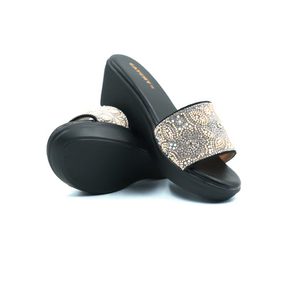 Catchy Embellished Wedge Slip-Ons