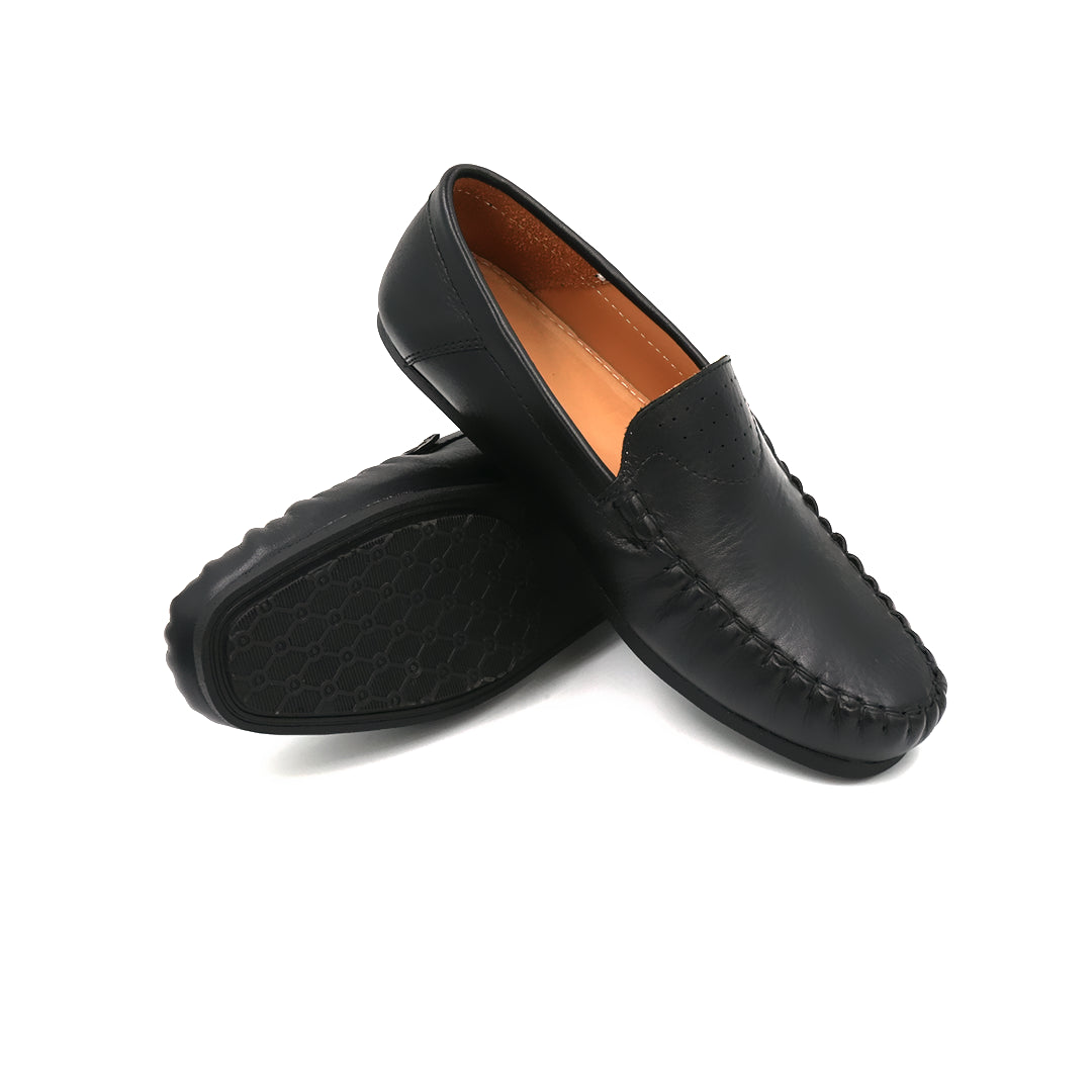 Catchy Boys' Black Leather Driving Loafer