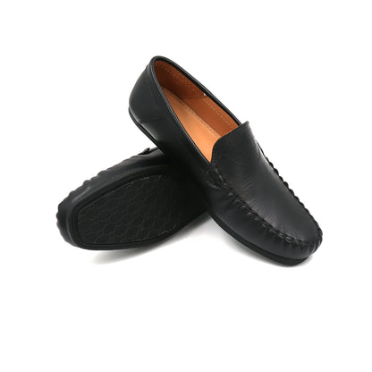 Catchy Boys' Black Leather Driving Loafer
