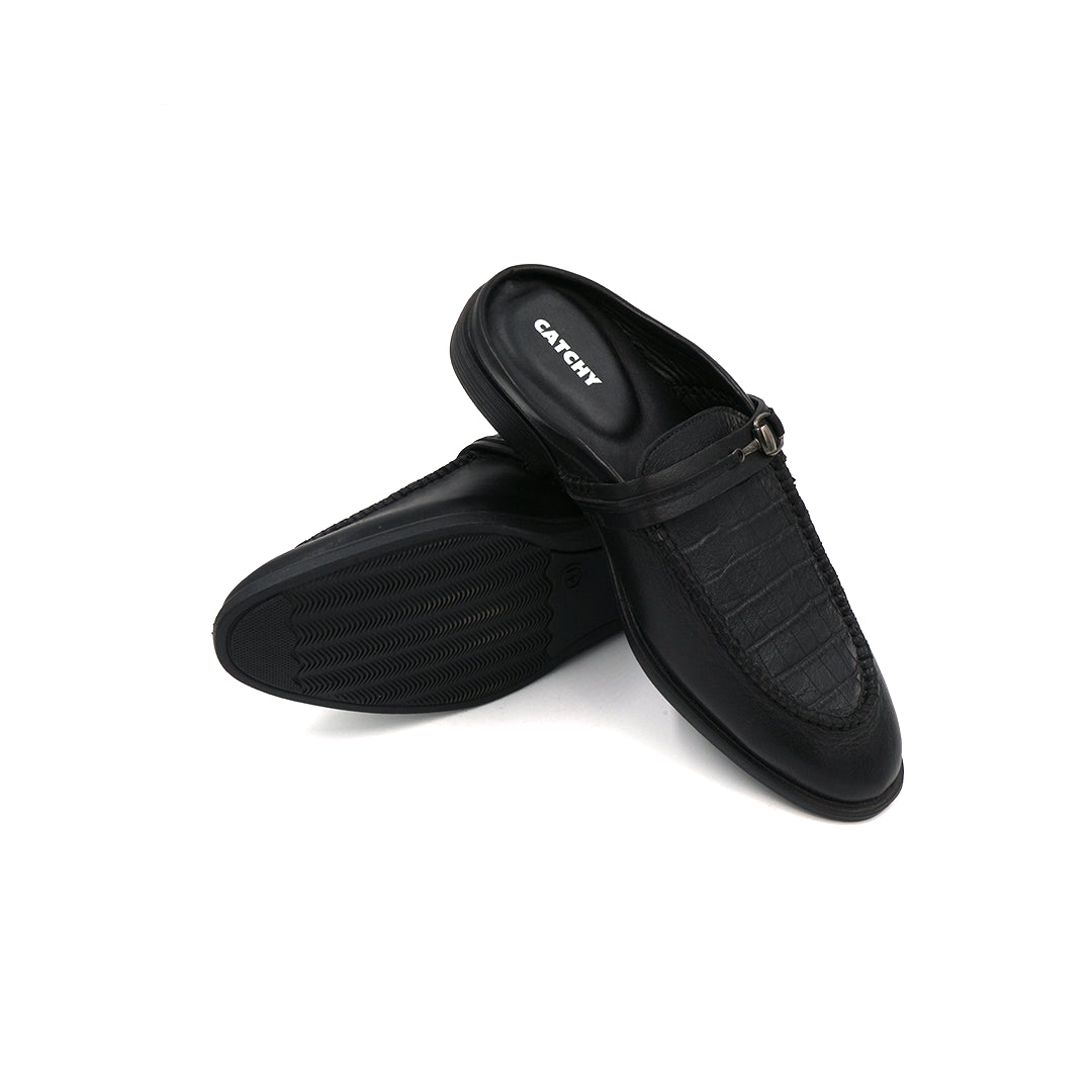 Crocodile Half Shoe Black