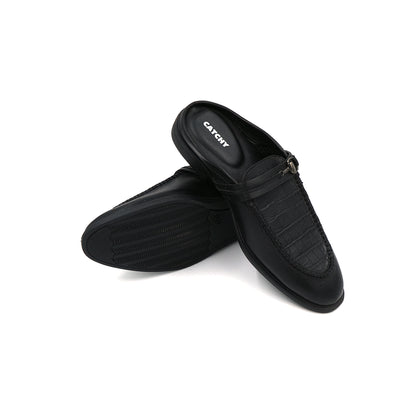 Crocodile Half Shoe Black