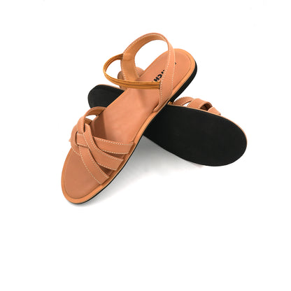 Catchy Women's Beige Back Belt Formal Flat Sandal