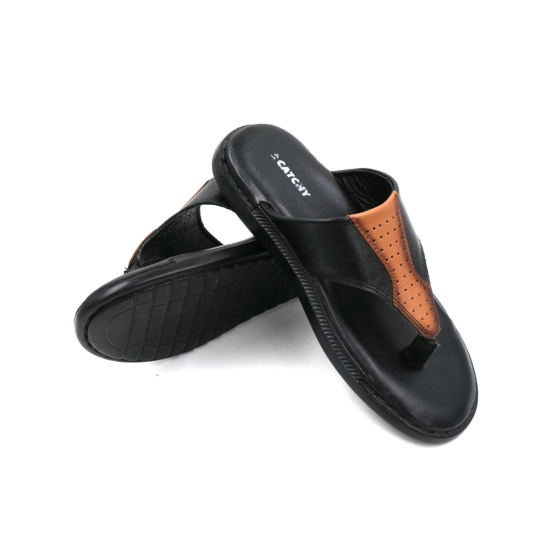 Mens Black Leather sandals