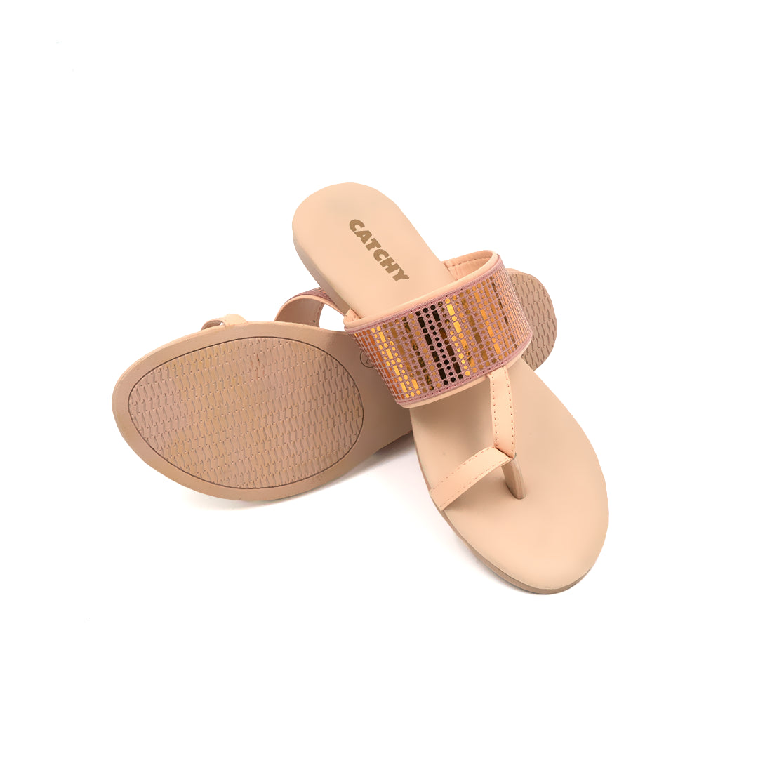 Catchy Girls' Nude Flat Slipper
