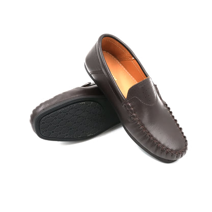 Catchy Boys' Chocolate Leather Driving Loafer