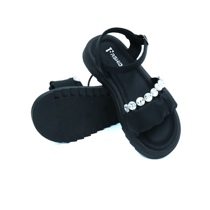Catchy Girls' Black Chunky Platform Sandal