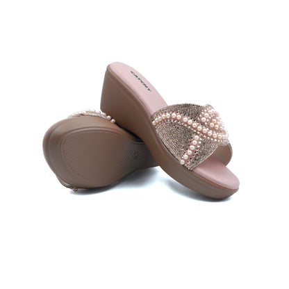 Mid Wedge Heel Diamante Platform Sandals