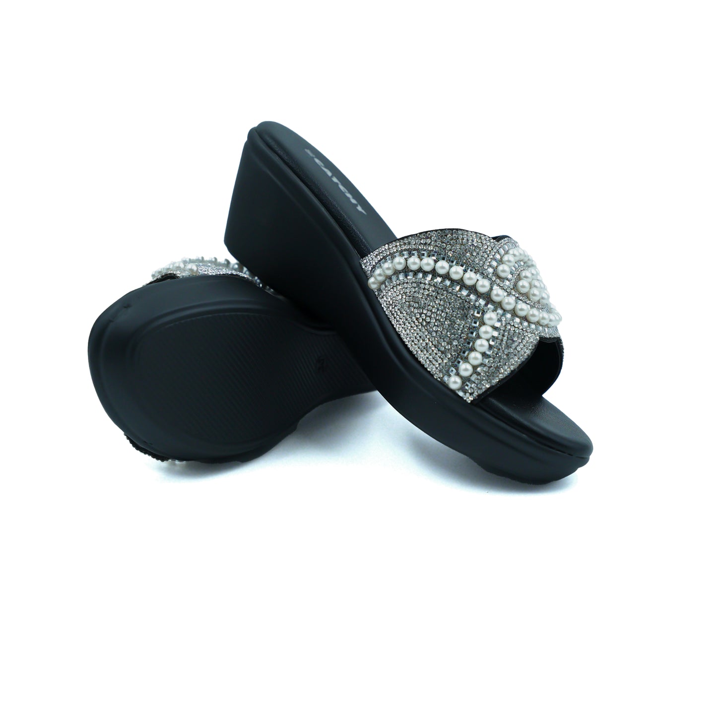 Mid Wedge Heel Diamante Platform Sandals