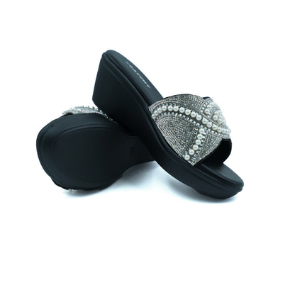 Mid Wedge Heel Diamante Platform Sandals